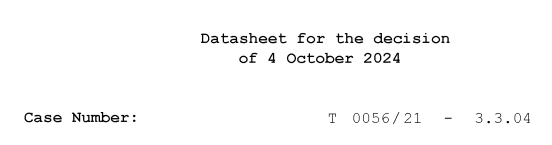 Datasheet of T 0056/21